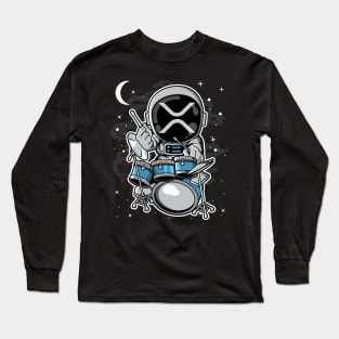 Astronaut Drummer Ripple XRP Coin To The Moon Crypto Token Cryptocurrency Blockchain Wallet Birthday Gift For Men Women Kids Long Sleeve T-Shirt